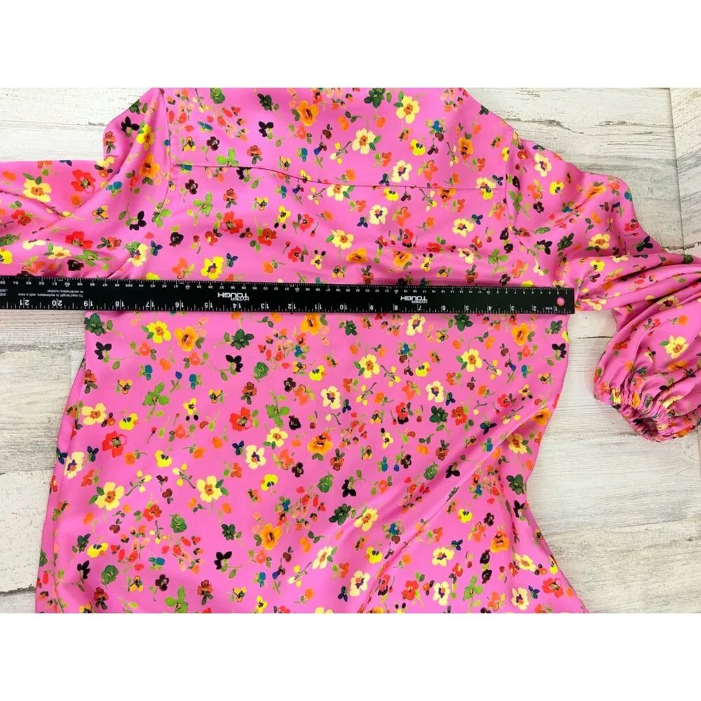 Ann Mashburn Sz S Isla Maxi Dress Pink Floral Charmeuse EUC - Picture 16 of 16